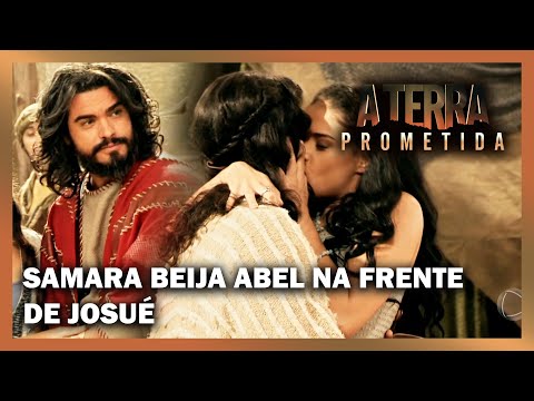 A TERRA PROMETIDA: Samara beija Abel para chamar a atenção de Josué