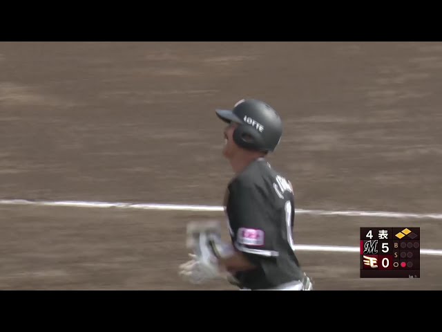 【ファーム】マリーンズ・荻野貴司 センター前へ追加点となる2点タイムリーヒットを放つ!! 2025年9月16日 東北楽天ゴールデンイーグルス 対 千葉ロッテマリーンズ