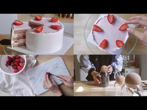 Back on Youtube | Self intro | Making Strawberry Early Grey Genoise Cake