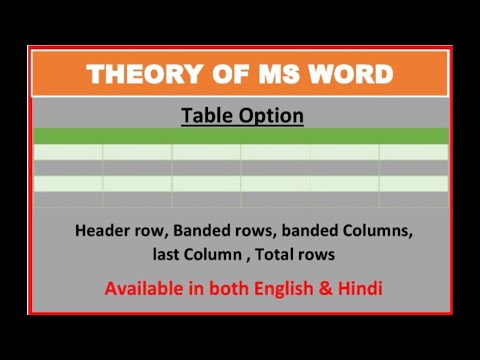 table option in word | header row | banded rows | first column | last column | banded columns | Word
