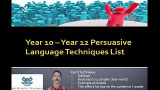 The Complete List of Persuasive Techniques for English / EAL - VCE / HSC Stage 6