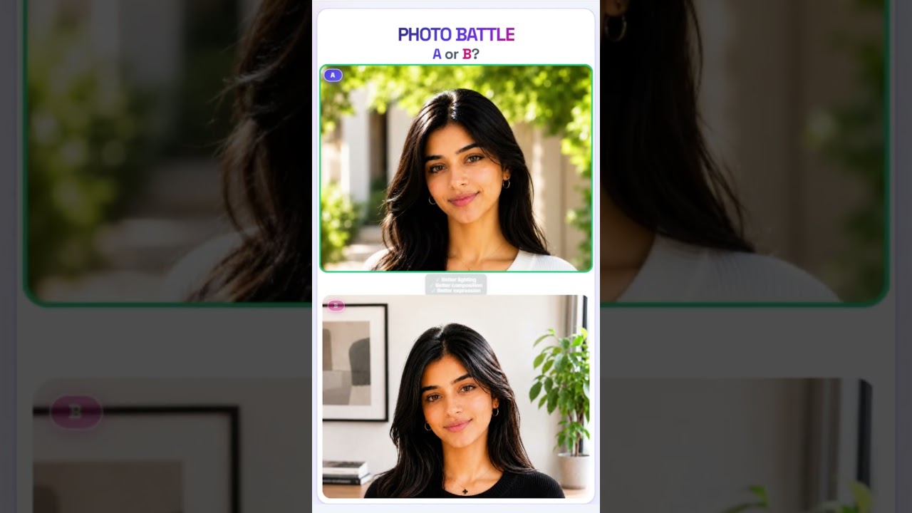 Photo Battle : A or B? Which Photo Wins?