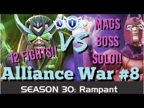 MCOC - Alliance War - Season 30 - War #8 - 12 Fights - Diablo Vs Magneto Boss Solo!!!