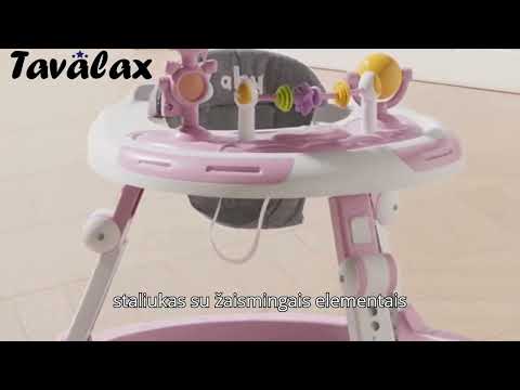 Kūdikių vaikštynė Tavalax, sulankstoma, ergonominė, su 360° ratukais ir lavinimo staliuku video