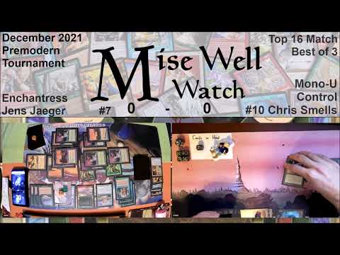 December 2021 Premodern Monthly - Top 16 Match - Enchantress vs Mono-U Control