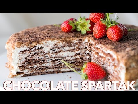 チョコレートスパルタクケーキのレシピを作る方法 - ヨーロッパのデザート (How To Make Chocolate Spartak Cake Recipe - European Dessert)