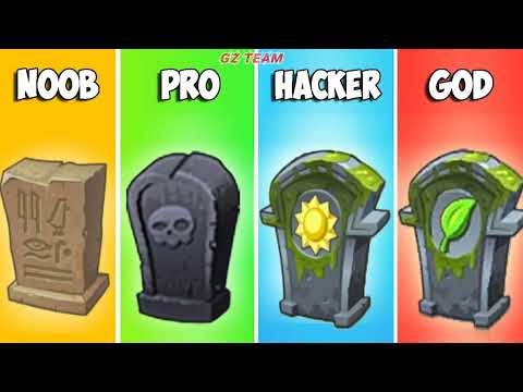 All Plants vs 99 Gravestone Item NOOB - PRO - HACKER - Who Will Win? - PvZ 2 Challenge