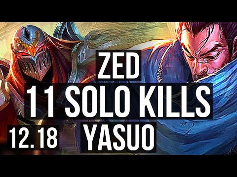 ZED vs YASUO (MID) | 29/1/4, 11 solo kills, Legendary, 2.1M mastery | EUW Master | 12.18