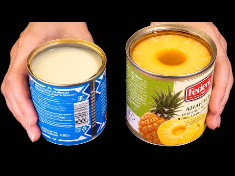 Whisk condensed milk with pineapples!Top 3 best desserts without baking!