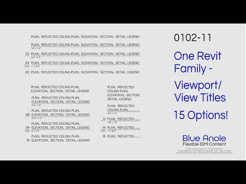 0102-11 Revit Family Viewport / View Titles – 15 Options