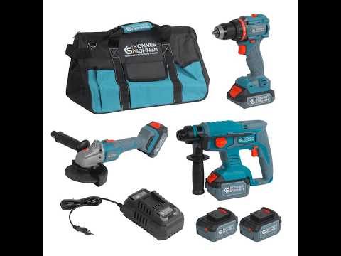 Pack 3 machines perceuse, meuleuse d'angle, perforateur 20V - KS RHAGD 20V KONNER & SOHNEN