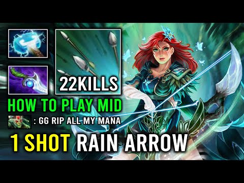 How to Play Mid Windranger in 7.33 with 1 Shot Mana Burn Rain Arrow Vs Medusa Dota 2