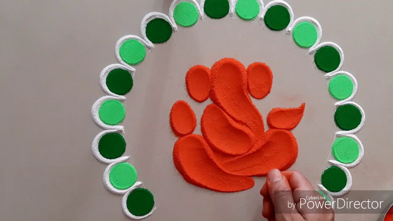 Easy ganesha rangoli design for festivals by aarti shirsat