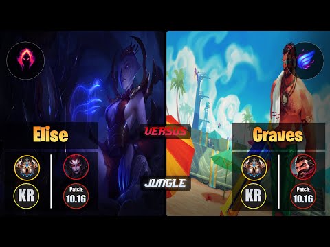 Challenger ELISE [Dark Harvest] (Jungle) VS  GRAVES - Challenger KR Patch 10.16