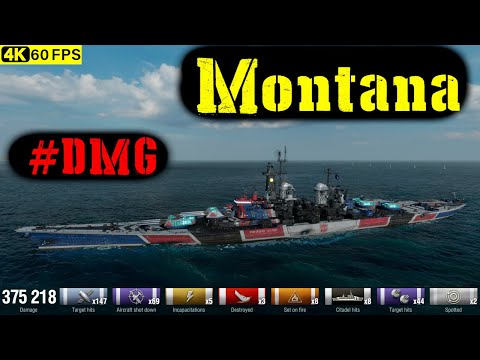 World of Warships Montana Replay - 3 Kills 375.2K DMG(Patch 12.8.0)