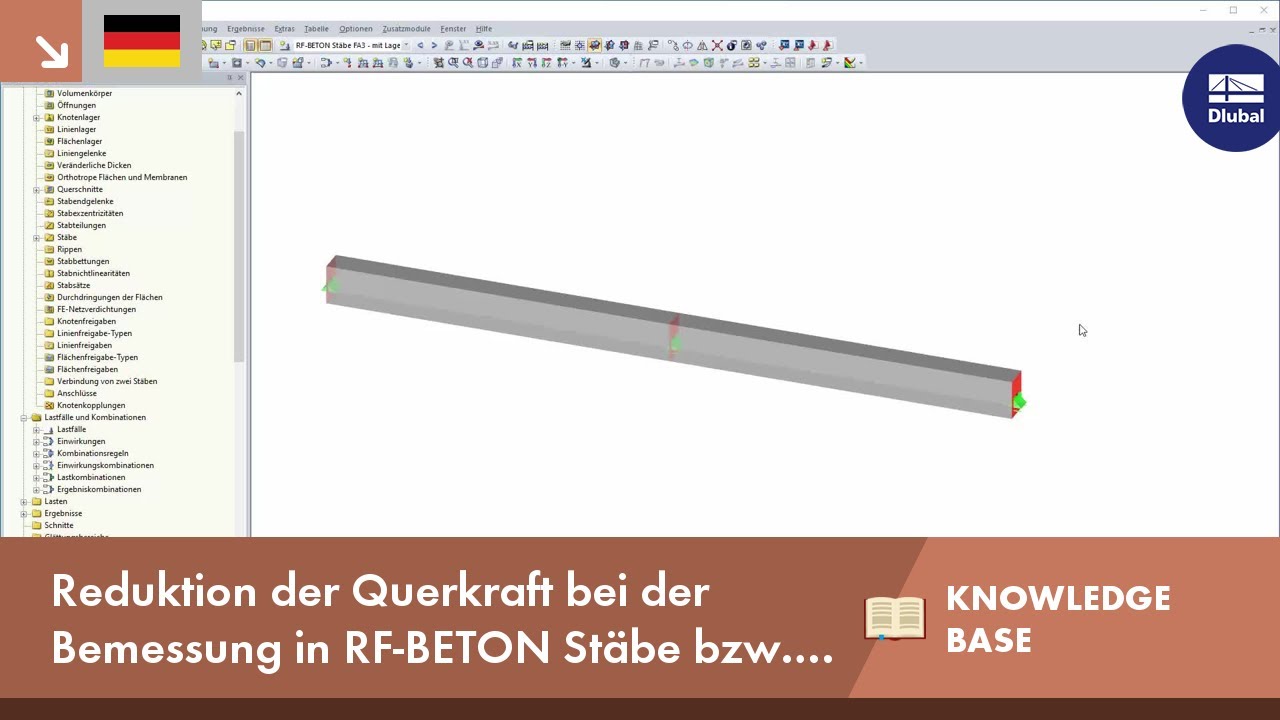 KB 001661 | Reduktion der Querkraft Vz bei der Bemessung in RF-BETON Stäbe und BETON nach EN1992-1-1