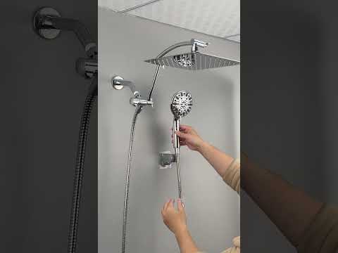 Hibbent All Metal Shower Head,10'' High Pressure Rain Shower Head Combo