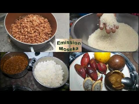 Plat du jour à Kinshasa madesu aux poissons fumés accompagnés de riz Makoma