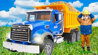 Download lagu Bruder Mack Dump Truck, Loader, Excavator Jcb - Funny Stories with cars for kids - Compilation mp3