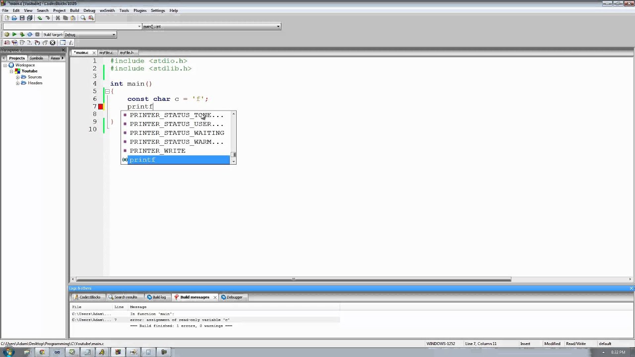 C Programming Tutorial 46, Const Keyword