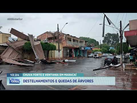 Chuva forte e ventania em Maracaí: destelhamentos e quedas de árvores