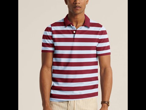 AP Stylish Summer Polo Shirt For Men-Sky with Maroon Striped-BE11431