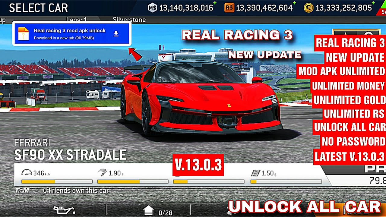 Real Racing 3 Mod APK Unlimited Gold All Cars Unlocked 2026