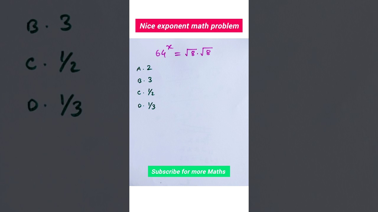 Can you solve this nice exponent math problem #maths #shorts #mathematics #exponents #algebra