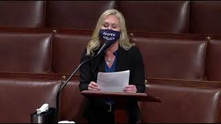 Controversial GOP Rep. Marjorie Taylor Greene rails against "blue state bailout" in House speech