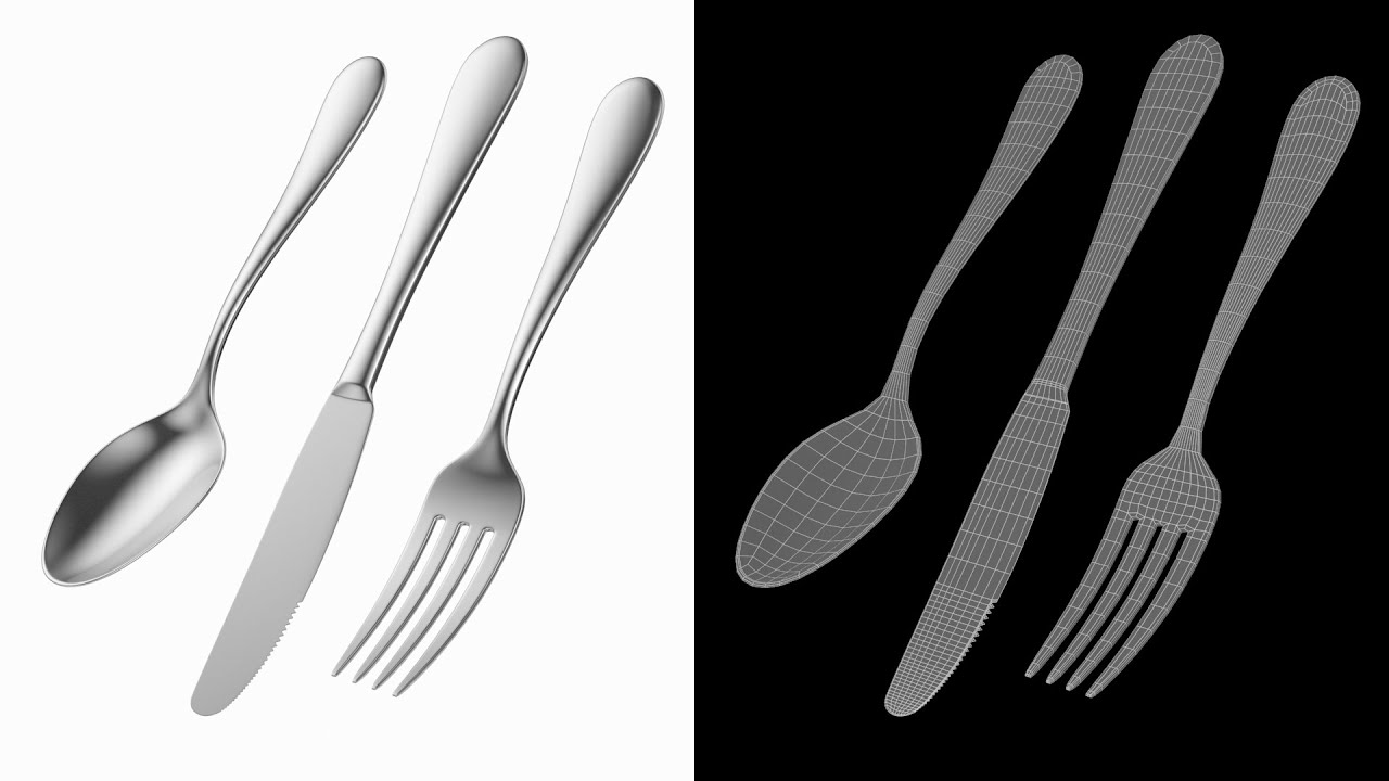 Dessert Knife Fork Spoon Generic Cutlery 3D Model