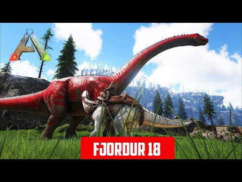 Building Base 02 and Taming a Red Brontosaur - ARK Fjordur - Episode 18