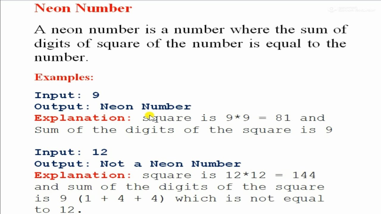 Write a c program to check the given number is a NEON number or not