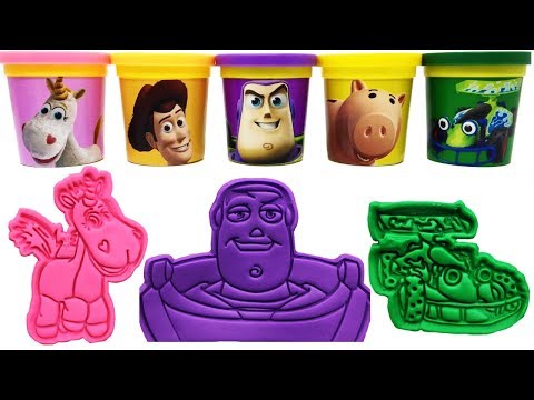 Toy Story 4 Play-Doh Molds & Toys Sheriff Woody Buzz Lightyear Ham Buttercup RC Car Learn Colors