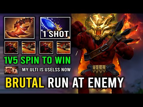 WTF 1v5 Unlimited Spin to Win 1 Shot Everyone with Unkillable Tank 1 Score Per Min Axe Dota 2