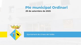 Ple ordinari del dia 29 de setembre de 2025