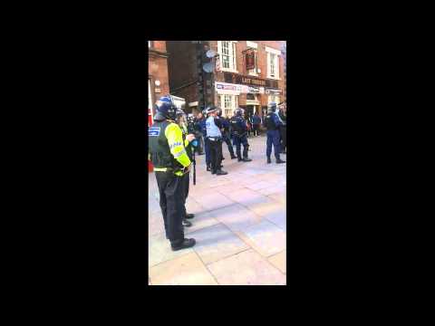 Nazi (NF) and Riot Police in Wigan: Police Dogs Ready To Attack