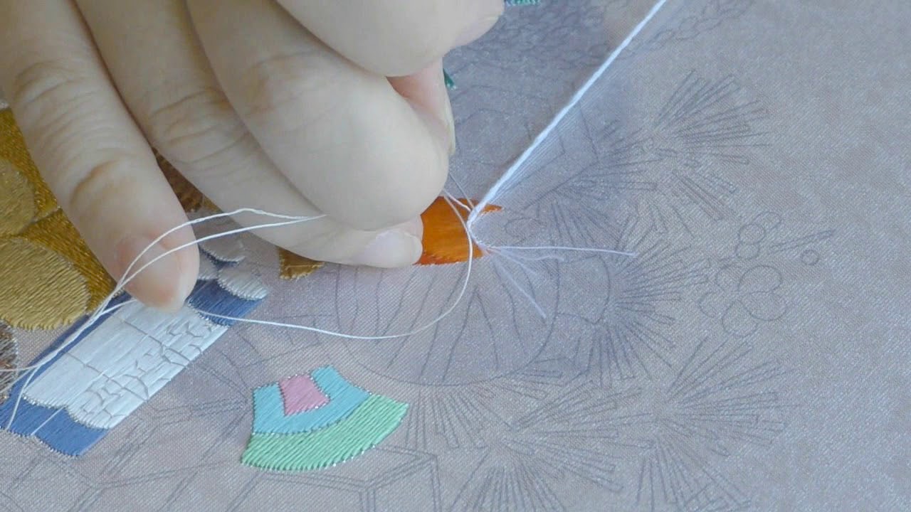 日本刺繍の技法　たてぬいきり～駒肉入れ2