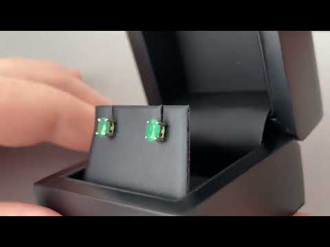 LFED242E: Natural Emerald Oval Stud Earrings, 9k Gold