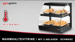 Vitrine chauffante – 650 mm – 560 watts – avec 2 étagères – Noir
