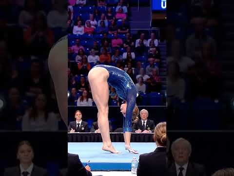 USA Gymnast Showcases a Deep Standing Backbend on the Competition Floor