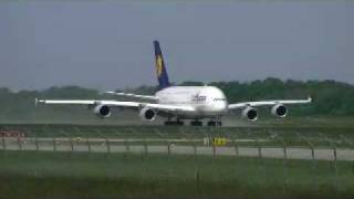 preview picture of video 'Lufthansa A380 Hannover Langenhagen HAJ 03.06.2010 Start'