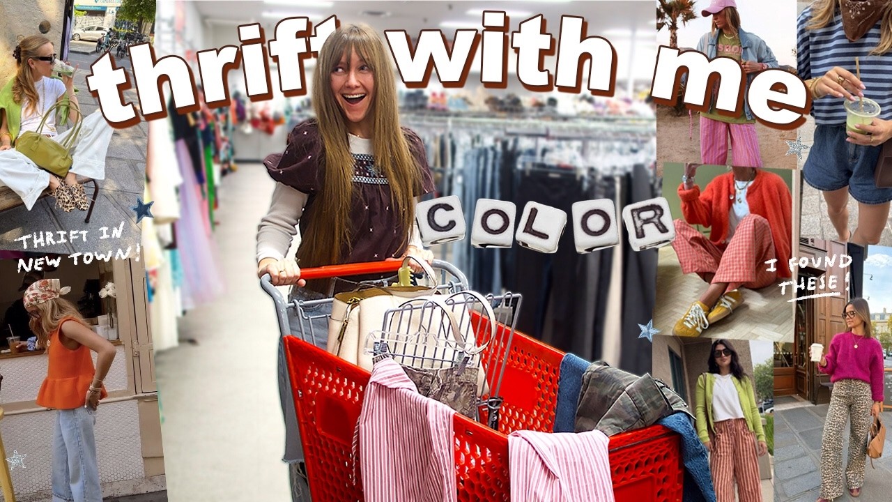 thrift with me for COLOR 💖 spring pinterest-inspired thrift finds + try on haul