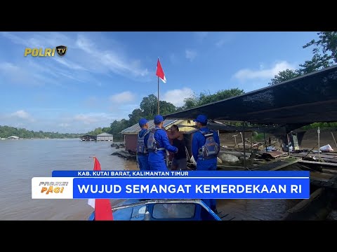 SAT POLAIRUD POLRES KUBAR KIBARKAN BENDERA MERAH PUTIH DI PERAIRAN SAMBUT HUT KE-80 RI