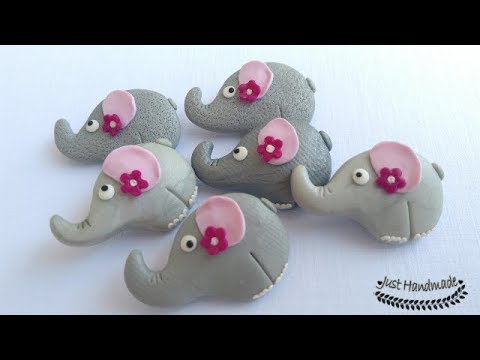 ~JustHandmade~ How to make a polymer clay (fimo) elephant brooch