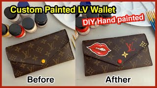 Custom Painted LV Wallet/Paint on leather bag/Step by Step Paint LV Bag/Angelus Leather Paint2020