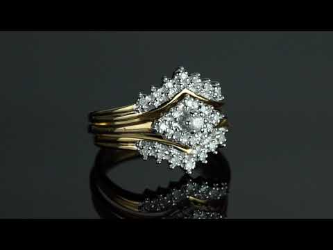 Item # 50725 - 18k Gold Over Sterling Silver 3-Piece Bridal Engagement Wedding Ring Set