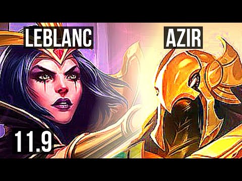 LEBLANC vs AZIR (MID) | 70% winrate, 6 solo kills, 14/3/12, Legendary | KR Master | v11.9