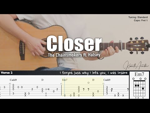 Closer - The Chainsmokers ft. Halsey | Fingerstyle Guitar | TAB + Chords + Lyrics
