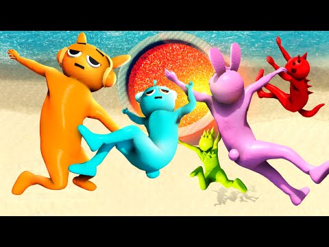 GTA 5 Incredibox Sprunki Team Jumping Ragdolls into Lava [Funny]