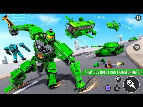 Army Robot Transform Battle in Flying Car Jet Bus Games 2 | Android iOS Gameplay